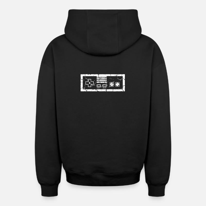 Gaming_retro_Kontroller_Vector_path21 - Oversized Heavyweight Unisex Zip Hoodie - Schwarz