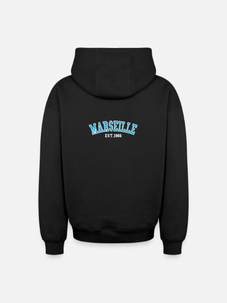 Marseille Est. 1966 - Oversized Heavyweight Unisex Zip Hoodie - black
