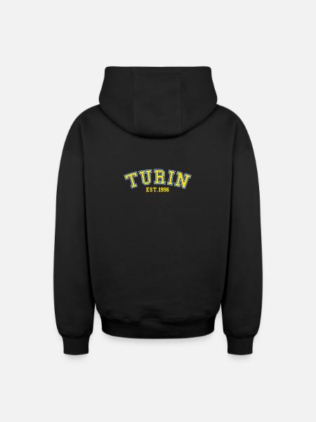 Turin Est. 1996 - Oversized Heavyweight Unisex Zip Hoodie - black