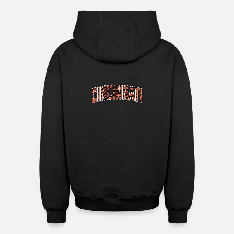 Cincinnati Tiger Stripe - Sweat à capuche unisexe zippé oversize épais SPREAD - noir