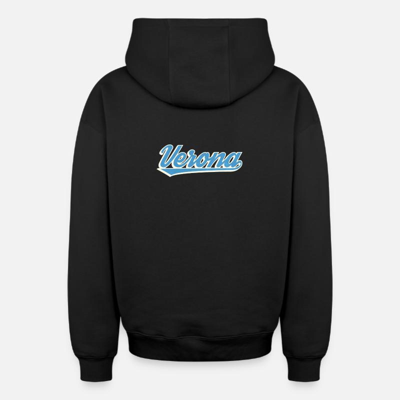 Logo Vérone Blue Script - Sweat à capuche unisexe zippé oversize épais SPREAD - noir
