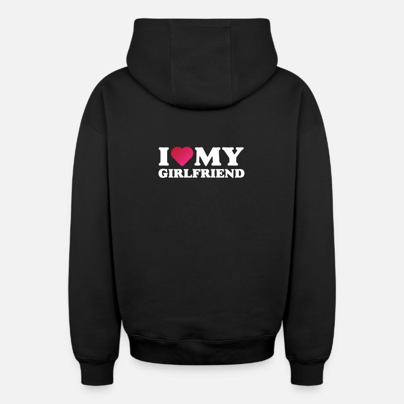J’aime ma petite amie - Sweat à capuche unisexe zippé oversize épais SPREAD - noir