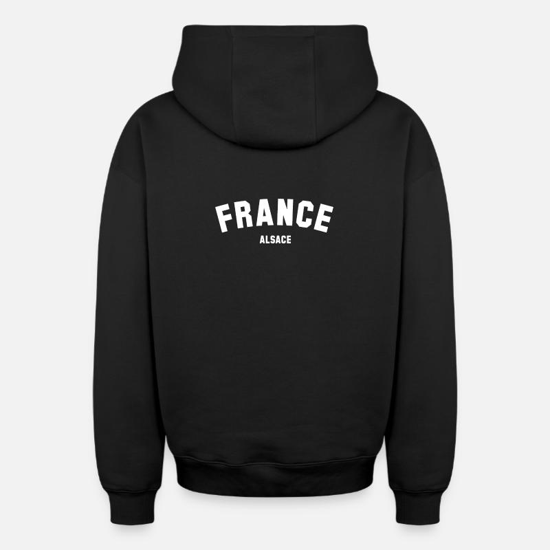 ALSACE Elsass - Sweat à capuche unisexe zippé oversize épais SPREAD - noir