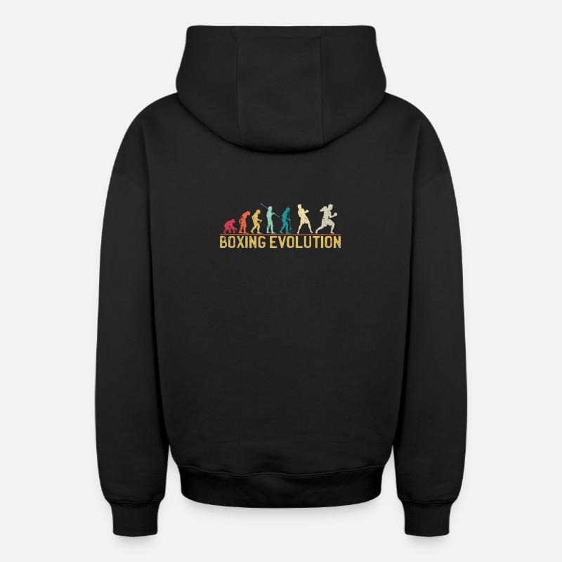 Boxing Evolution Progression Design - Sweat à capuche unisexe zippé oversize épais SPREAD - noir