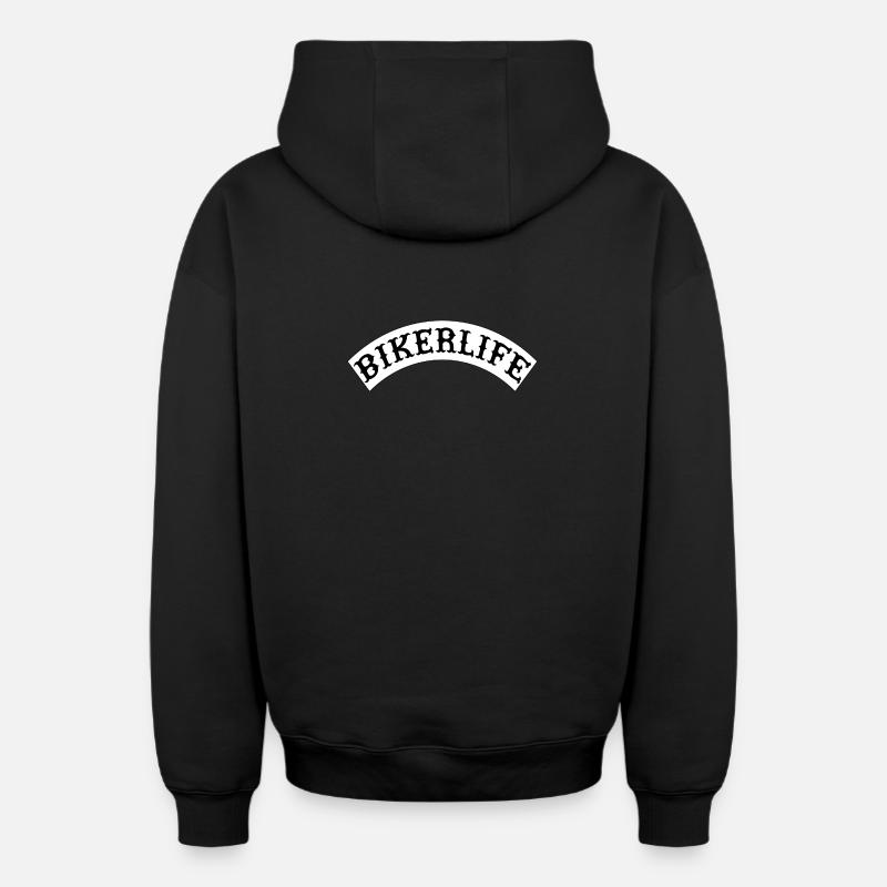 Lettrage Bikerlife Arc - Sweat à capuche unisexe zippé oversize épais SPREAD - noir