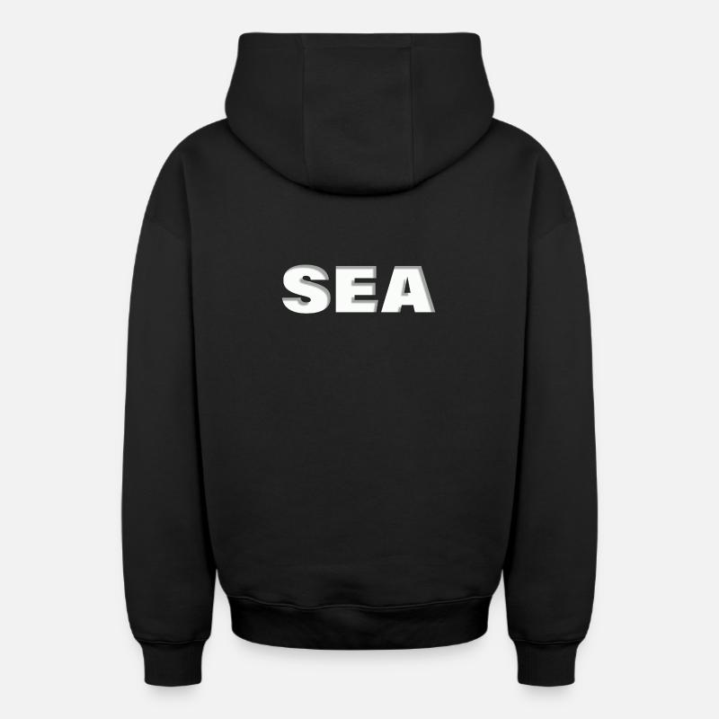 Mer - Sweat à capuche unisexe zippé oversize épais SPREAD - noir