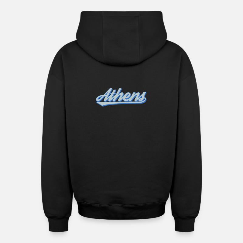 Athens Script Rétro - Sweat à capuche unisexe zippé oversize épais SPREAD - noir