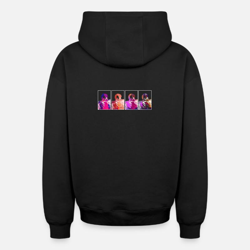Flamingos - Oversized Heavyweight Unisex Zip Hoodie - Schwarz