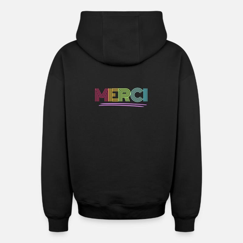 MERCI - Dankeschön - Regenbogen - Danke - Oversized Heavyweight Unisex Zip Hoodie - Schwarz