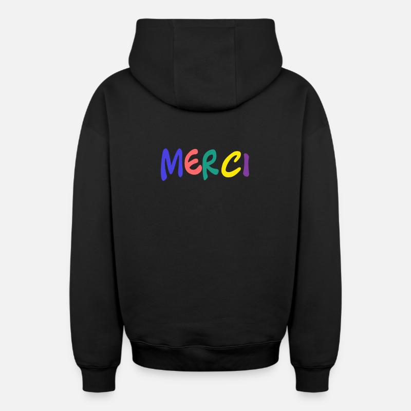 MERCI. MAÎTRESSE. MAÎTRE. MERCI MAÎTRESSE - Sweat à capuche unisexe zippé oversize épais SPREAD - noir