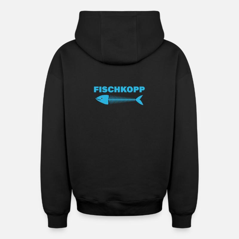 FISCHKOPP - Oversized Heavyweight Unisex Zip Hoodie - Schwarz