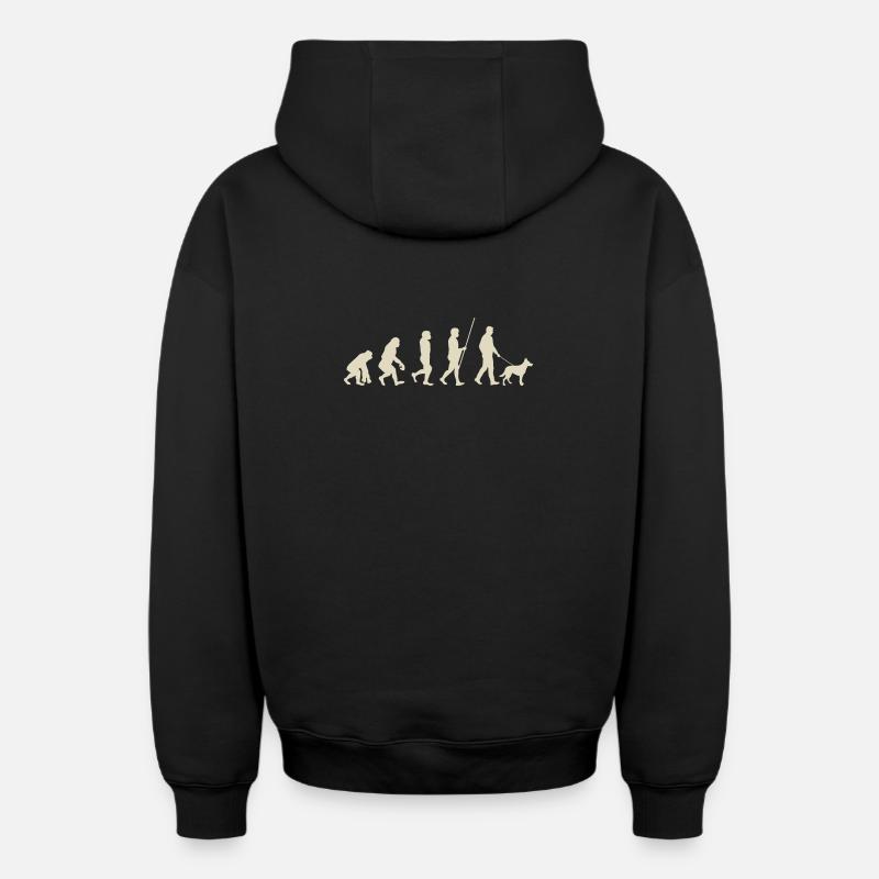 Illustration de l’évolution de l’humanité - Sweat à capuche unisexe zippé oversize épais SPREAD - noir