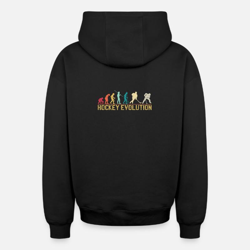 Hockey Evolution Silhouette Design - Oversized Heavyweight Unisex Zip Hoodie - Schwarz