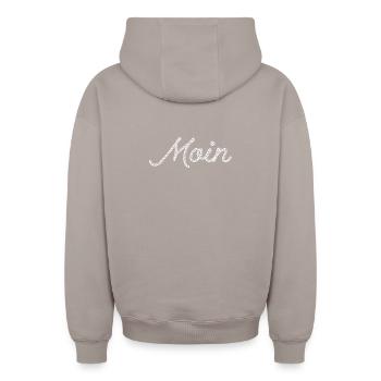 MOIN – Maritime rope design for coastal children - Oversized Heavyweight Unisex Zip Hoodie - taupe - Back - AI Model Male 178 light (178cm)