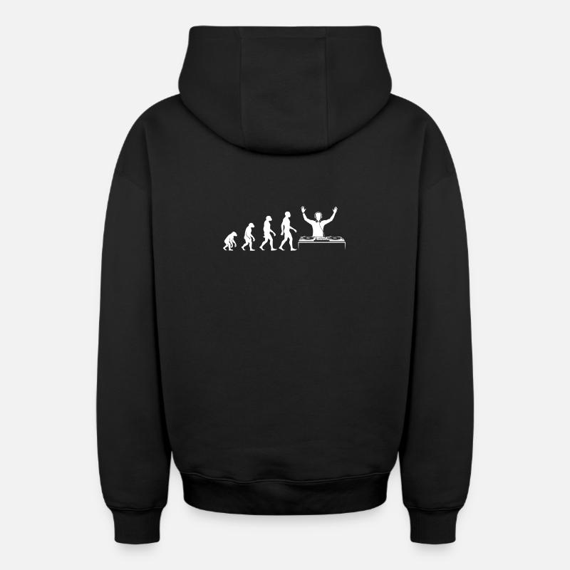 Evolution zum DJ mit Turntable - Oversized Heavyweight Unisex Zip Hoodie - Schwarz