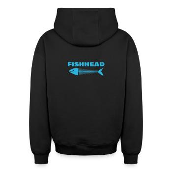 Fishhead - Sweat à capuche unisexe zippé oversize épais SPREAD - noir - Dos - AI Model Male 185 dark (185cm)
