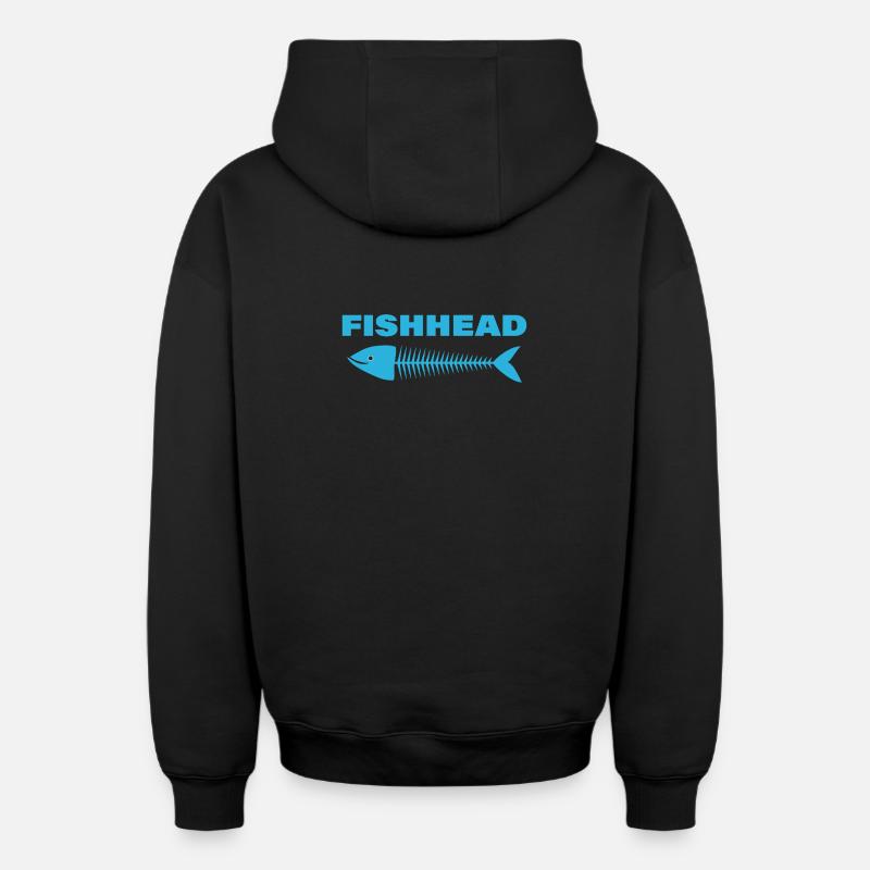 Fishhead - Sweat à capuche unisexe zippé oversize épais SPREAD - noir
