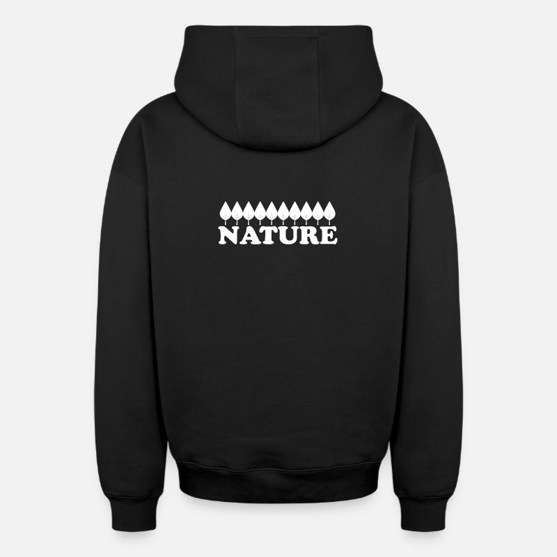 Nature - Sweat à capuche unisexe zippé oversize épais SPREAD - noir