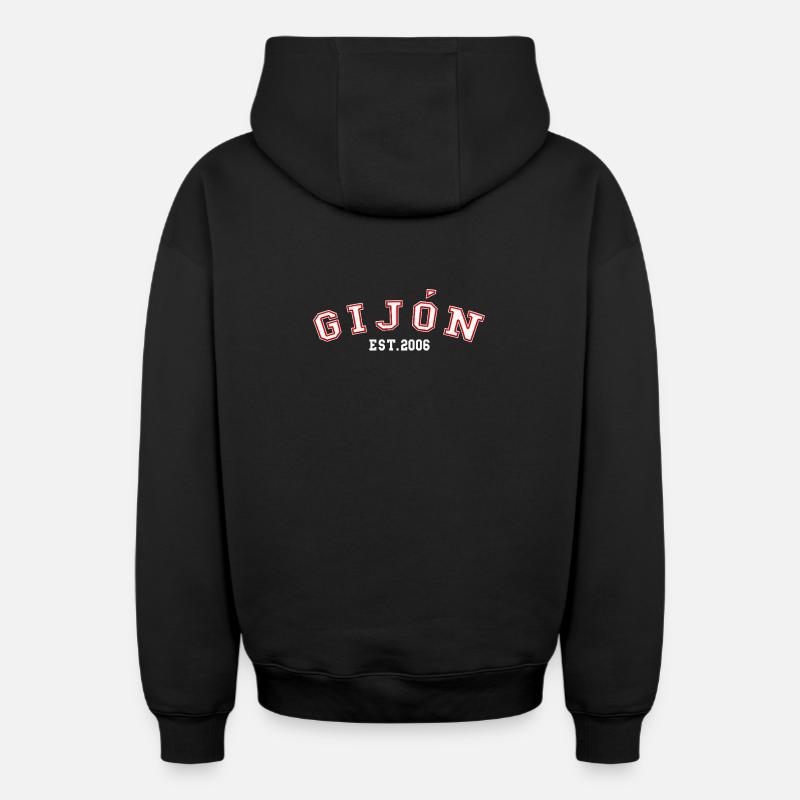 Gijón Fondée en 2006 - Sweat à capuche unisexe zippé oversize épais SPREAD - noir