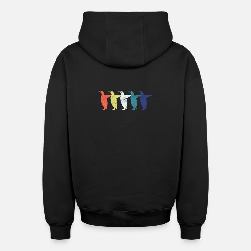 Pingouins - Sweat à capuche unisexe zippé oversize épais SPREAD - noir