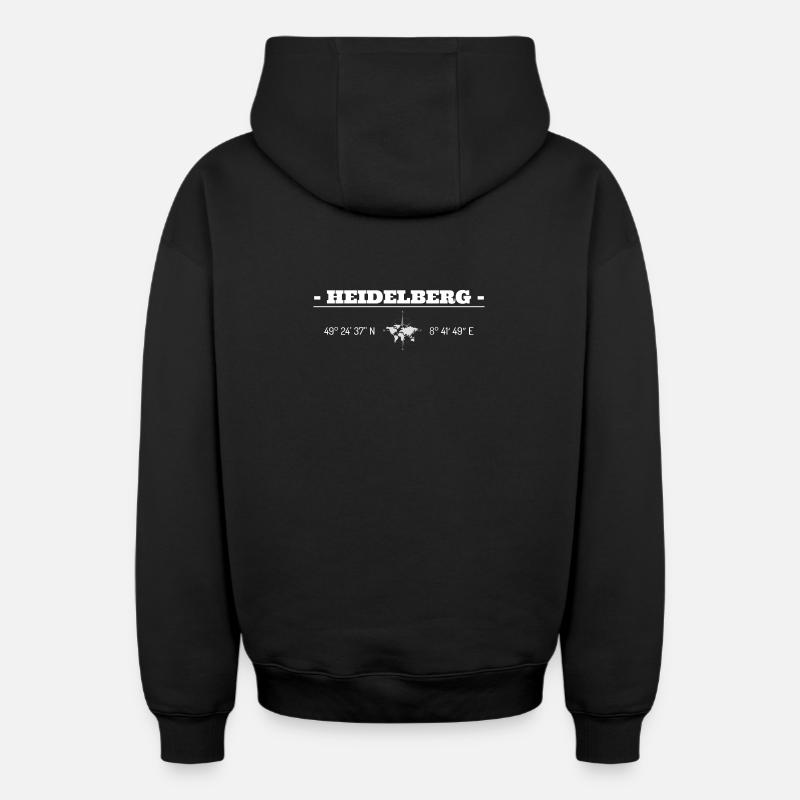 Coordonnées Heidelberg - Sweat à capuche unisexe zippé oversize épais SPREAD - noir
