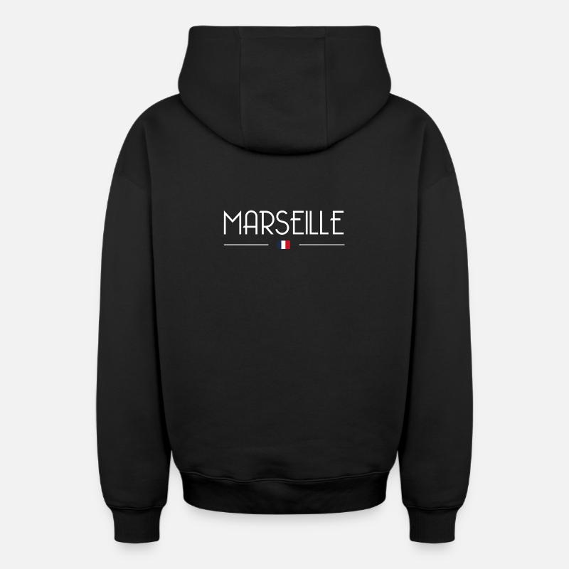 Marseille - Sweat à capuche unisexe zippé oversize épais SPREAD - noir