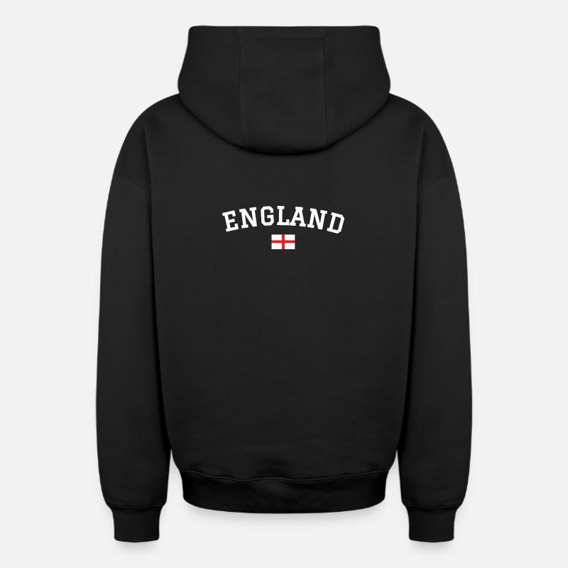 Drapeau anglais Dessin blanc - Sweat à capuche unisexe zippé oversize épais SPREAD - noir