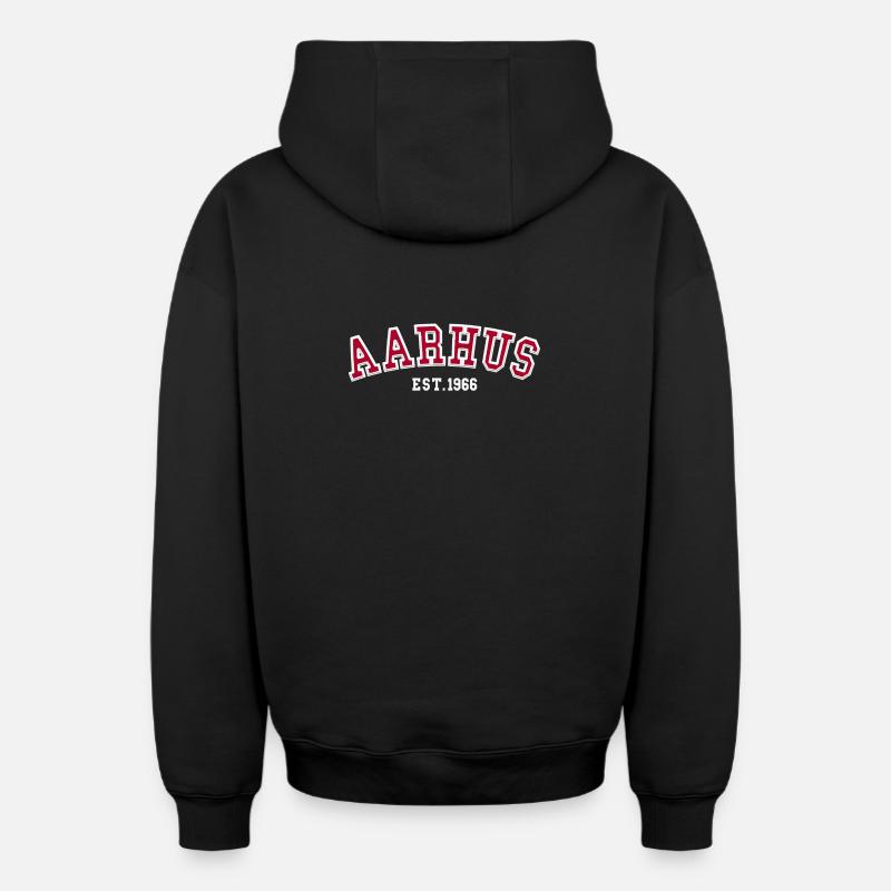 Aarhus Fondée en 1966 - Sweat à capuche unisexe zippé oversize épais SPREAD - noir