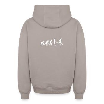 Fußball Evolution Affe lustige Designs Fan Logo - Oversized Heavyweight Unisex Zip Hoodie - Taupe - Hinten - AI Model Male 178 light (178cm)