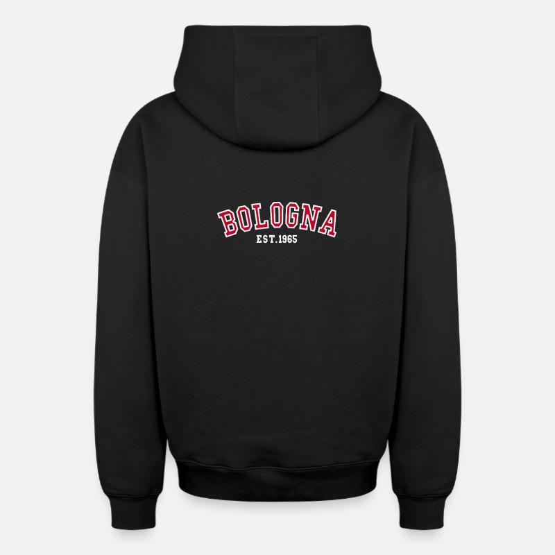 Bologne Est. 1965 - Sweat à capuche unisexe zippé oversize épais SPREAD - noir