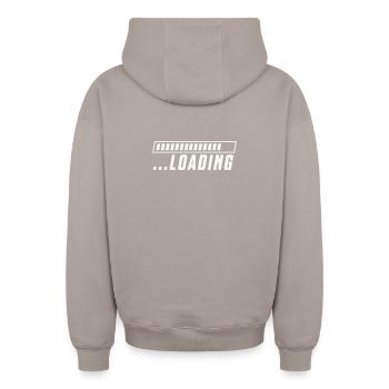Ladebalken Loading Fortschritt - Oversized Heavyweight Unisex Zip Hoodie - Taupe - Hinten - AI Model Male 178 light (178cm)