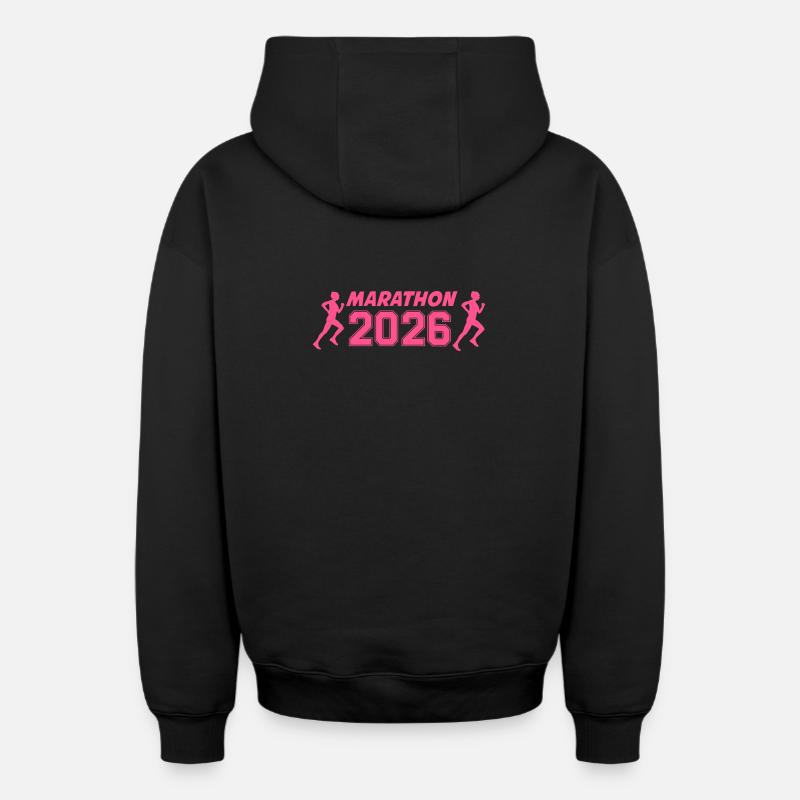 Marathon 2026 - Sweat à capuche unisexe zippé oversize épais SPREAD - noir