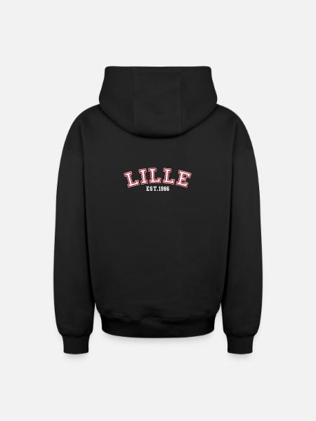 Lille Fondée en 1986 - Sweat à capuche unisexe zippé oversize épais SPREAD - noir