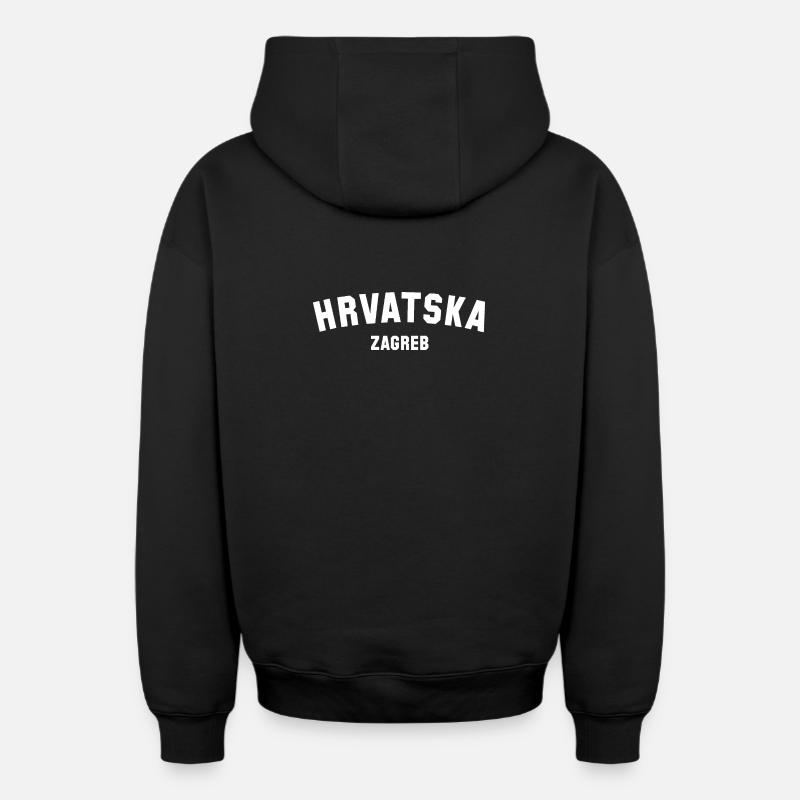 HRAVTSKA Kroatien Croatie Zagreb - Sweat à capuche unisexe zippé oversize épais SPREAD - noir
