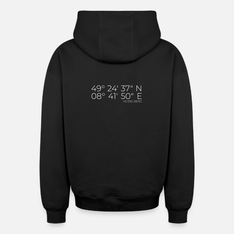 coordonnées Heidelberg - Sweat à capuche unisexe zippé oversize épais SPREAD - noir