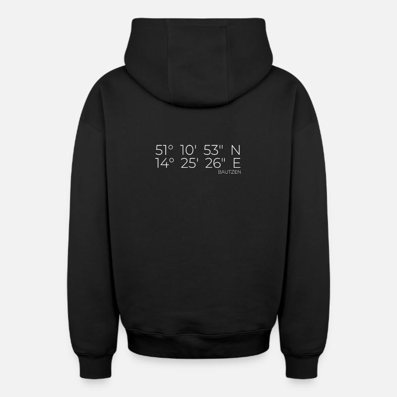 Coordonnées Bautzen - Sweat à capuche unisexe zippé oversize épais SPREAD - noir