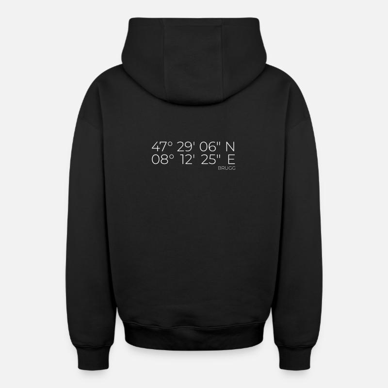 Coordonnées : Brugg, Suisse - Sweat à capuche unisexe zippé oversize épais SPREAD - noir