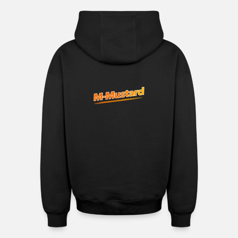 M-Moutarde - Sweat à capuche unisexe zippé oversize épais SPREAD - noir
