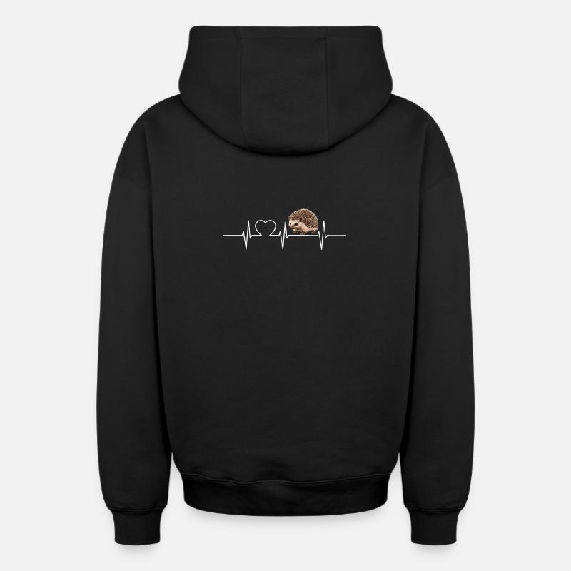 Hérisson - Sweat à capuche unisexe zippé oversize épais SPREAD - noir