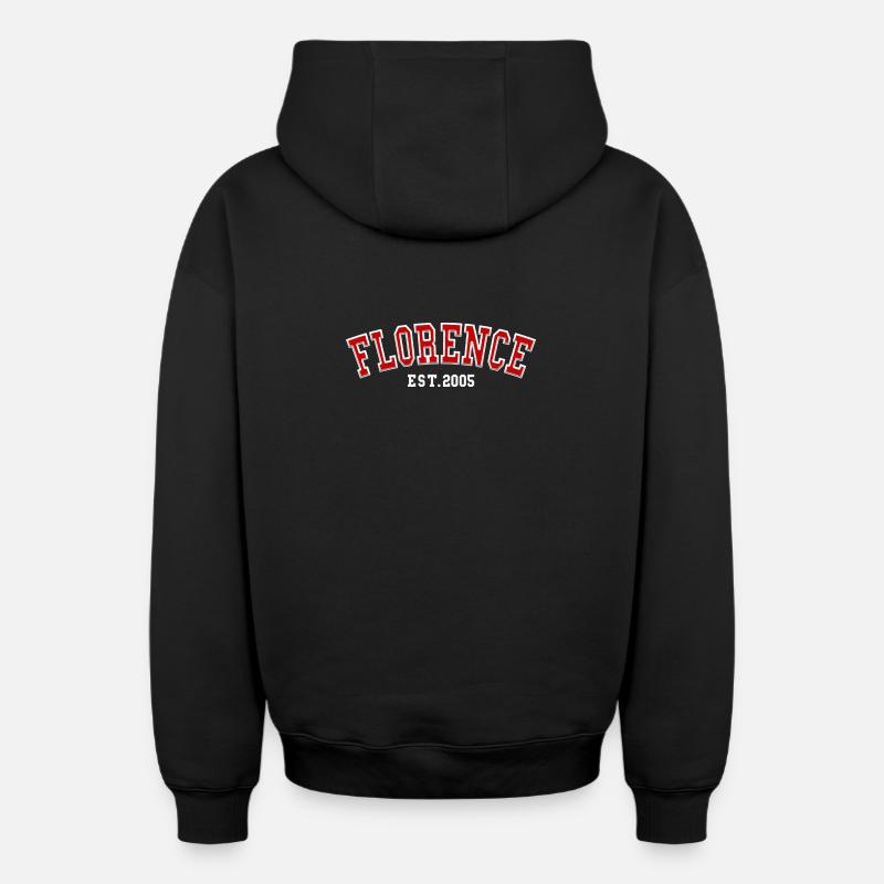 Florence Est. 2005 - Sweat à capuche unisexe zippé oversize épais SPREAD - noir