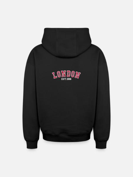 Londres Fondée en 1996 - Sweat à capuche unisexe zippé oversize épais SPREAD - noir