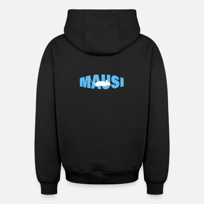 MAUSI - Oversized Heavyweight Unisex Zip Hoodie - Schwarz