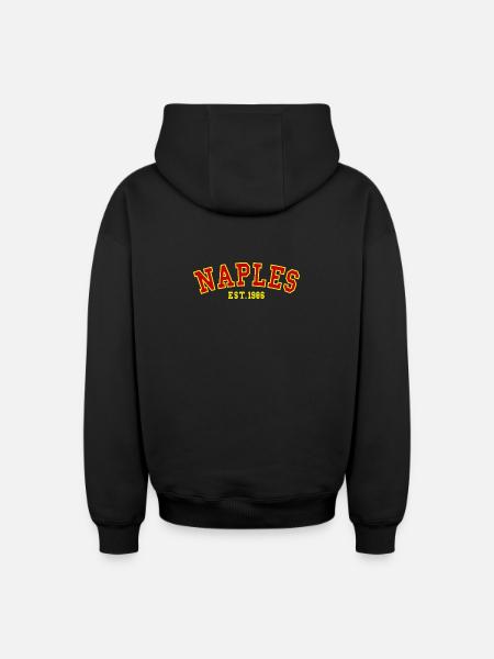 Naples Est. 1986 - Oversized Heavyweight Unisex Zip Hoodie - black