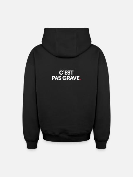 C’est pas grave - Sweat à capuche unisexe zippé oversize épais SPREAD - noir