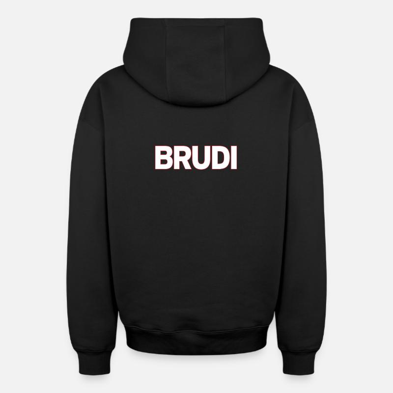 Brudi - Sweat à capuche unisexe zippé oversize épais SPREAD - noir