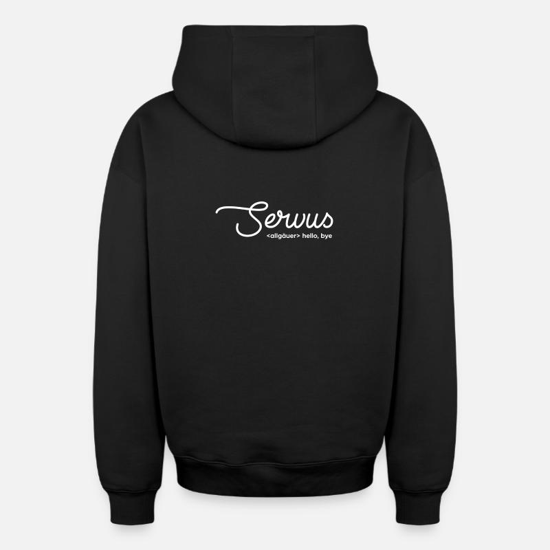 servus hello bye - weiß - Oversized Heavyweight Unisex Zip Hoodie - Schwarz
