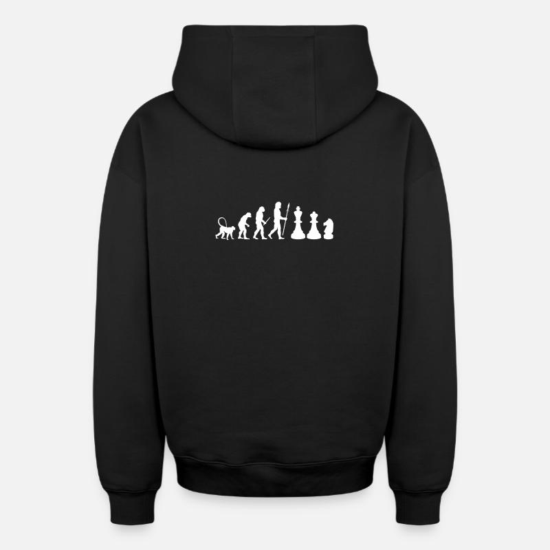 Évolution des échecs - Sweat à capuche unisexe zippé oversize épais SPREAD - noir