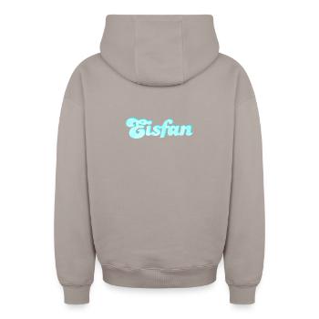 Eis Fan Eiscreme süß Sommer Eiskrem Handschrift - Oversized Heavyweight Unisex Zip Hoodie - Taupe - Hinten - AI Model Male 178 light (178cm)