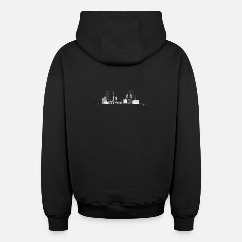 T-shirt Skyline Pulse Cityscape - Sweat à capuche unisexe zippé oversize épais SPREAD - noir