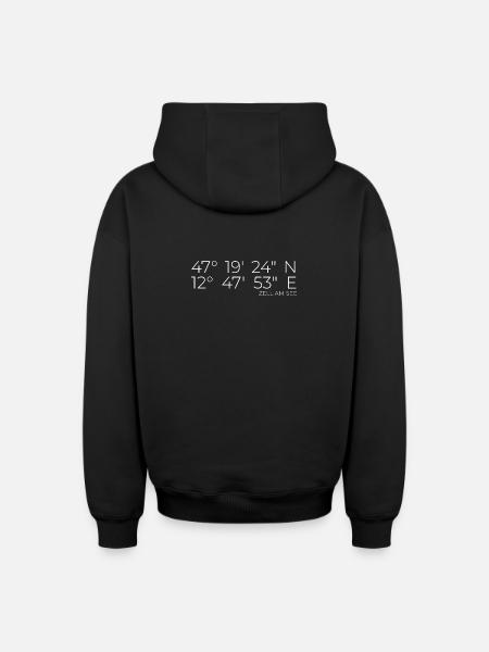 Coordinates Zell am See, Austria - Oversized Heavyweight Unisex Zip Hoodie - black